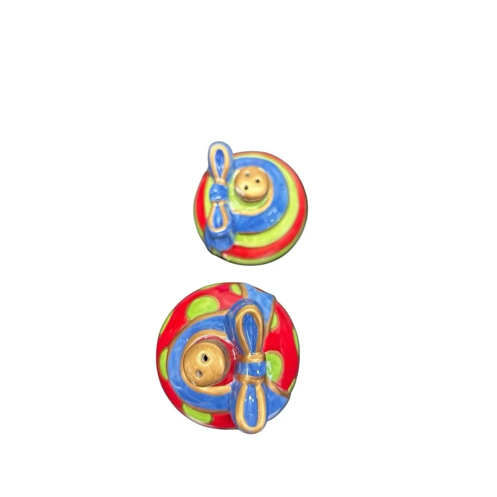 Fitz & Floyd Kringle Hand Painted Christmas‎ Ornaments Salt & Pepper Shakers NIB